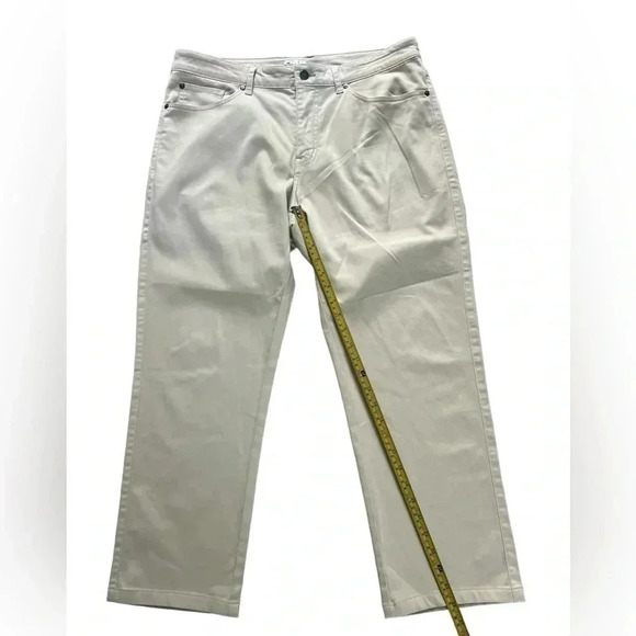 Peter Millar Mens Size 35 Khaki Straight Leg Cotton Button Tab Flat Front Pants - Picture 4 of 5